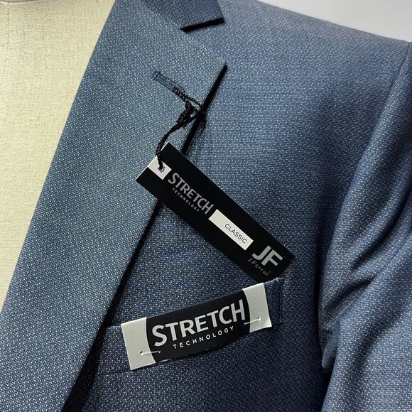 NWT $140 J. Ferrar Classic Fit Blazer Navy Blue Multi Dot Stretch Men’s Size 46R - Picture 2 of 11